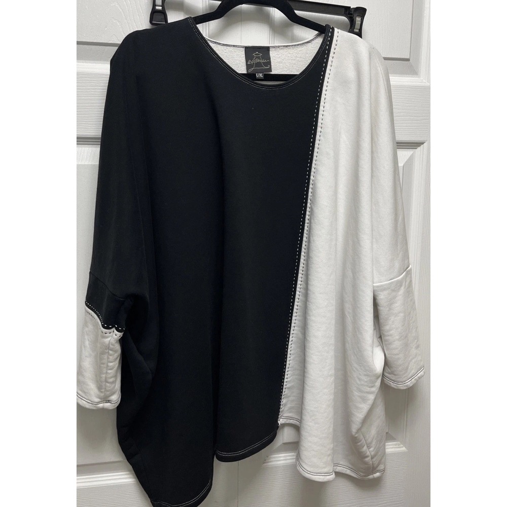 Spirithouse Every Day Wear Women's Terry Knit Lagenlook‎ Black Top Shirt Size XL